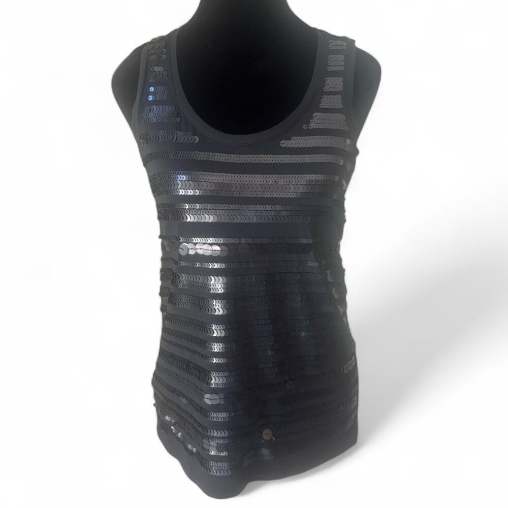 Ann Taylor Black Sequin Tank Top Size S